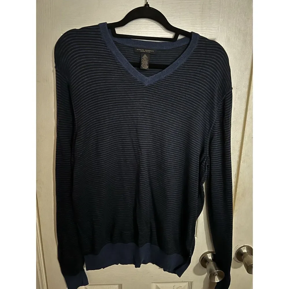 Banana Republic Mens Luxury Blend V-Neck Sweater Silk‎ Cashmere Sz XL